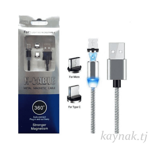 X-Cable 3 в 1 Металлический магнитный USB-кабель